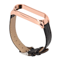 Miniatyrbillede 8 af 8: Hurtigudløsende læderurremme Bambusmønster Urremme Håndleds Smartwatch Rem Udskiftning til Xiaomi Mi Band 6 5 NFC Sort Guld