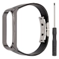 Miniatyrbillede 1 af 8: Læderrem Kompatibel med Xiaomi Mi Band 6 Smartwatch Udskiftningsrem Armbånd Håndledsrem Sort Krop Sort Skal