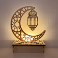 Pikkukuva 1 / 6: Puinen kuun muotoinen viisikulmainen tähti DIY puutyö LED-koti koristeet k Eid al Fitr C