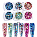 Miniatyrbilde 1 av 9: 6 stk negl-klistremerker Farger Glittersett Høst og Vinter Diamant i rusk Rosa Champagne Pailletter Negl Glitter Negl Z
