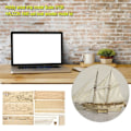 Miniatyrbilde 4 av 6: 7 deler bronse deler Treseilbåt Skip Kit Hjem DIY Modell Dekorasjon Båt Gaver Leke for Barn