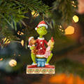 Miniatyrbillede 4 af 10: Julepynt med Grinch - 2D fladt akrylvedhæng, grøn pelsmonster, juletræspynt, julegave 13
