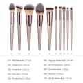 Miniatyrbild 7 av 9: Professionell sminkborsteuppsättning 10 Pieces-Champagne Gold B + Bag