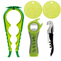 Pikkukuva 1 / 9: Monitoiminen pullonavaaja Tölkinavaajasetti, 5-in-1 olutpullonavaaja, 4-in-1 pullonavaaja, keittiön korkkiruuvi Green and Yellow 5pcs