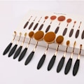 Miniatyrbillede 2 af 4: 10 stk. Oval Makeup Pensler Sort / Guld