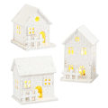 Miniatyrbillede 3 af 7: 3 stk. Julelandsby Snedækket Scene, Julelandsby Hus Hvid, Julepynt Lys white