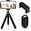 Miniatyrbild 3 av 4: Flexibelt stativställ med Bluetooth-fjärrkontroll för mobiltelefon, svart