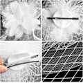 Miniatyrbilde 3 av 9: Mesh pannebånd hårtilbehør, bryllup mesh pannebånd fjær blomst klipp black