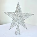 Miniatyrbilde 1 av 7: Juletrærtoppstjerne i jern med ledningslamper, femspissstjerne, jernjulepynt Silver 25*30cm