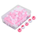 Miniatyrbillede 4 af 8: 74 stk. Runde hårperler DIY plastik hæklet fletning paryk tilbehør fletning dreadlock perler hår fletning værktøjPink