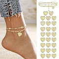 Miniatyrbilde 3 av 6: Strandankel for kvinner 26 bokstaver hjerte initial anklet håndlaget delikat lagdelt bokstav initial hjerte anklet strand smykker gaver