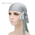Miniatyrbillede 1 af 7: Hættebåndshue til mænd og kvinder Elastisk kunstig silke hårbånd Pirathat Silver Gray Average Size