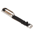 Miniatyrbillede 3 af 8: Læder Urremme Hurtig Udskiftning Læder Urremme Flettet Mønster Armbånd med Metal Spænde til Xiaomi Mi Band 6 (Sort Sølv)