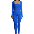 Miniatyrbilde 1 av 7: Yoga fitness jumpsuit med trådformet firkantet hals blue M