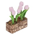 Pikkukuva 3 / 8: Keinotekoiset tulppaanikukat koristeena 1:12 nukkekodin puutarhaan, simuloitu malli, miniatyyrivaruste, vaaleanpunainen
