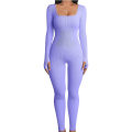 Miniatyrbilde 1 av 7: Yoga fitness jumpsuit med trådformet firkantet hals purple M