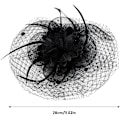 Miniatyrbillede 8 af 9: Mesh pandebånd hårtilbehør, bryllup mesh pandebånd fjer blomst klip black