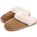 Miniatyrbilde 1 av 10: Dames tøfler Vinter Varme Minneskum Fluffy Slip-on /Anti-Skli Sole, Hjemmesko Innendørs Og Utendørs Light brown 40.5/42 EU