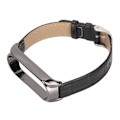 Pikkukuva 6 / 8: Nopeasti irrotettavat nahkaiset rannekkeet bambukuvioilla Xiaomi Mi Band 6 5 NFC:lle - Musta