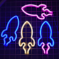 Miniatyrbild 3 av 5: LED Planet Rocket Neonljus - Färgglad Ljusdesign 4