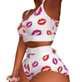 Miniatyrbild 1 av 5: Pyjamas Set för Kvinnor Kortärmad Bekväm XXL Vit Nattkläder för Sommar
