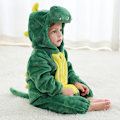 Miniatyrbilde 1 av 6: Flanellpysjamas for barn, dyre-jumpsuit Green Unicorn Dragon S（66-70cm）