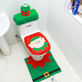 Miniatyrbild 1 av 4: Jultoalettlock, Söt Snögubbe Toalettlock, Golvmatta, Vattentanklock, Pappershållare, 3-Delars Set Elf