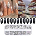 Miniatyrbillede 4 af 5: 2000 Stykker Flade Runde Krystal Rhinestones i 4 Størrelser Krystal Rhinestones til DIY Håndværk Neglekunst