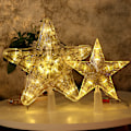 Miniatyrbillede 1 af 7: Juletræstoplys LED Lysende Stjernelys Femtakset Stjerne Farvelys Batterikasse Rumdekoration Warm White Small Size-10 led Battery