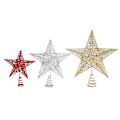 Miniatyrbillede 5 af 7: Trætopstjerne i tråd med lamper - Juletræstopstjerne - Femtakket stjerne i jern - Julepynt Silver 15*20cm