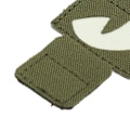 Miniatyrbillede 4 af 5: 2 stk. Katteøjne Lap Refleks Hæklet Lukning Design Canvas Lysende Katteøjne Lap til Hatte Uniform Rygsæk Udendørs Aktiviteter Natkørsel Militærgrøn