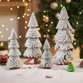 Miniatyrbillede 3 af 9: Juletræspynt med lys, tårnformet, flocket sne fyrretræ, bordpynt, juledekorationer Tree-15cm [without Lights]]