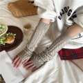 Miniatyrbillede 7 af 10: Halvfingerhandsker Strikket varme og kolde beviser ensfarvet Fried Dough Twists lang elastisk ærme armsleeve til kvinder udendørs Black Average Size