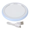 Miniatyrbilde 1 av 7: Kompakt sminke-speil med lys, USB-oppladbar LED, rund, bærbar, liten, himmelblå