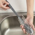 Miniatyrbilde 6 av 7: Silikonflaskebørste Holdbar Lang Håndtak Babyflaske Rengjøringsbørste for Hjem Kjøkken Kontor Lang Grå