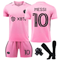 Miniatyrbillede 2 af 6: 2324 Home Miami International Messi 10 trøjesæt fodboldtræningsudstyr 24 away game number 9 M