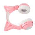 Miniatyrbillede 6 af 7: Katteøre Bluetooth-headset Stereo Sød Høj Følsomhed Indbygget Mikrofon Justerbar LED Børne-headset med 3,5 mm Kabel Pink