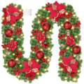 Miniatyrbillede 1 af 7: Julekrans dekorationer, CHOIGN 2.7m julekrans med 30 LED lys batteridrevet 1