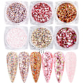 Miniatyrbilde 1 av 9: 6 stk negl-klistremerker Farger Glittersett Høst og Vinter Diamant i rusk Rosa Champagne Pailletter Negl Glitter Negl X