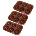 Miniatyrbillede 4 af 7: 3 stk. 6 Huller Silikon Bageform Halvkugle Chokolade Bombe Form til Kage Pudding
