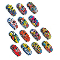 Miniatyrbild 7 av 8: Dra tillbaka bil leksak legering trendig graffiti flexibla hjul bilmodell för pojkar flickor barn present racing stil