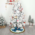 Miniatyrbild 4 av 6: Gurxi Plysch Julgranstäcke Rund Julgransstativmatta Rund Julgransmatta 90cm blue