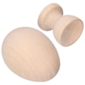 Miniatyrbilde 4 av 7: Umalt trepåskeegg - Kunstig treegg med eggekoppholder for DIY-dekorering - Håndverk - Burlywood eggform