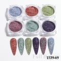 Miniatyrbillede 8 af 9: 6 stk. negleklistermærker Farver Glitter Sæt Efterår og Vinter Diamant i Debris Pink Champagne Sequins Negle Glitter Negle X