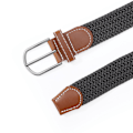 Miniatyrbillede 2 af 6: Vævet canvas bælte uden huller, elastisk canvas bælte til både mænd og kvinder Black 130cm