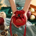 Miniatyrbild 1 av 8: Julklappspåse Juläpple Sammetpåse Julafton Godisask Julafton Frukt Flanell Dragkedjepåse Wine Red-Style 1