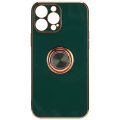 Miniatyrbillede 1 af 8: Mobiltelefon Skal Rose Guld Elektroplateret Ring Telefonetui Damer Ultra Tynd Blød TPU Telefon Cover til iPhone 13 Pro Mørkegrøn