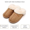 Miniatyrbillede 3 af 10: Dames Hjemmesko Vinter Varme Memory Foam Fluffy Slip-on /Anti-Skid Sål, Hjemmesko Indendørs Og Udendørs Light brown 36.5/38 EU