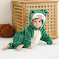 Miniatyrbillede 1 af 6: Flannels Pyjamas til Børn - Dyre Jumpsuit Green Frog XS（56-66cm）