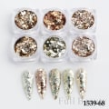 Miniatyrbilde 1 av 9: 6 stk negl-klistremerker Farger Glittersett Høst og Vinter Diamant i rusk Rosa Champagne Pailletter Negl Glitter Negl B